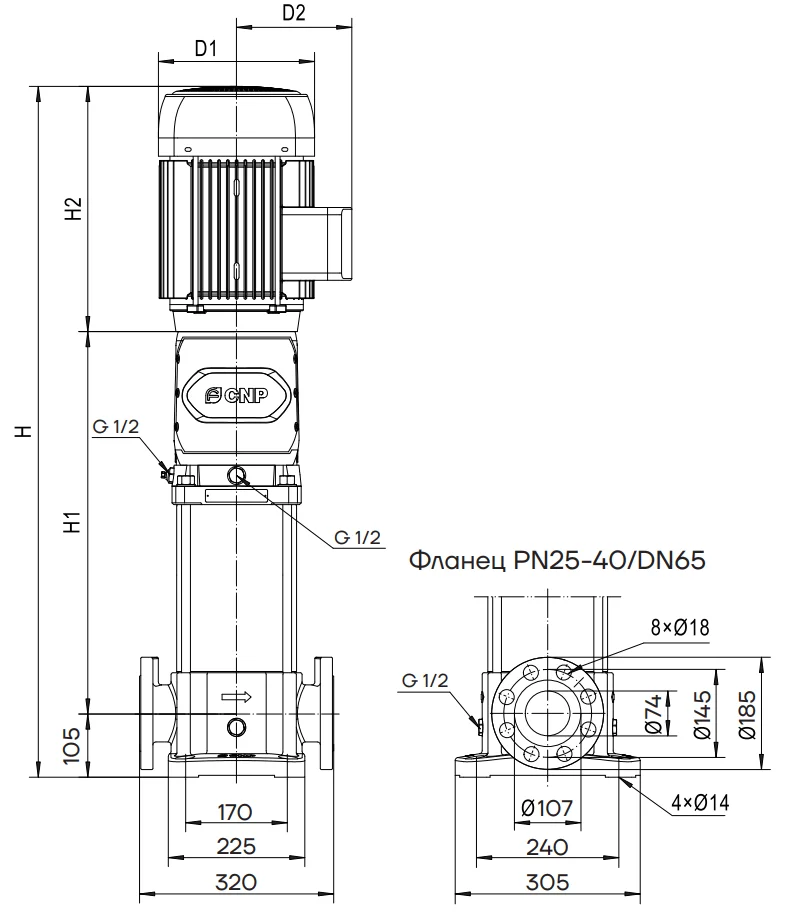 Фланцы насосов CNP CDM 32-16