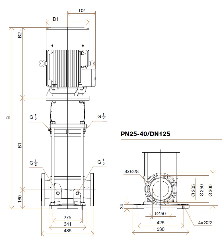 Фланцы насосов Hydroo VF 125-60-2