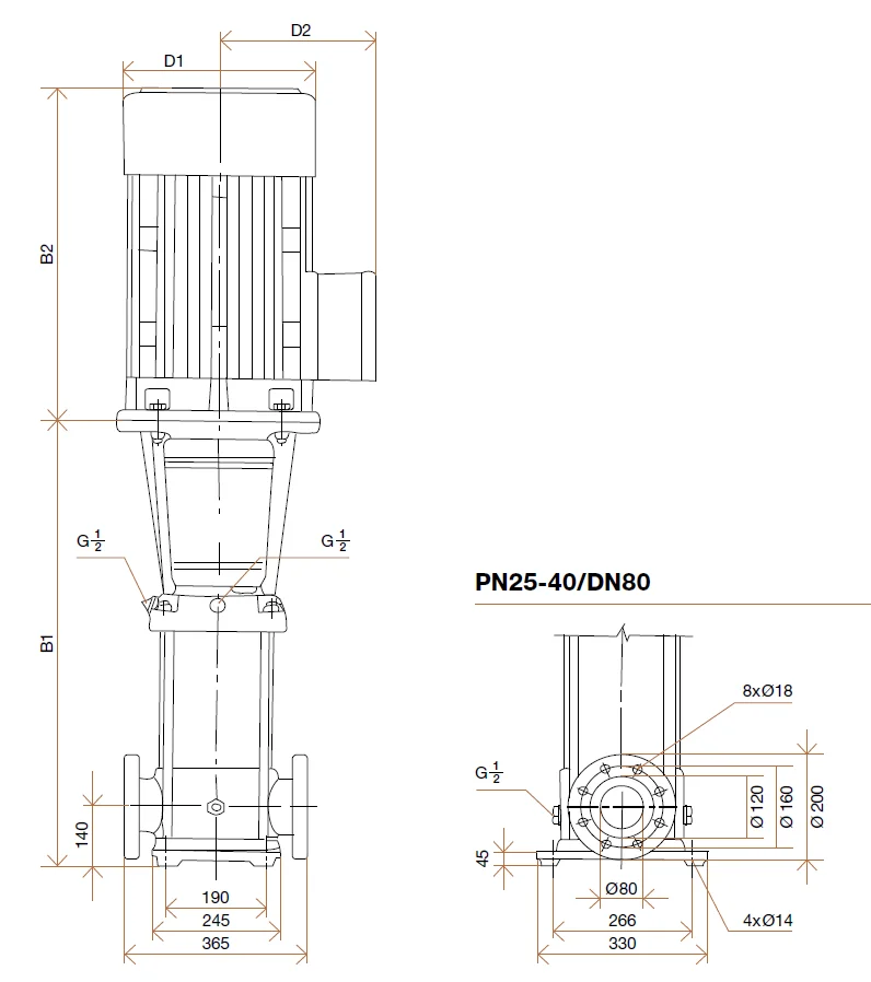 Фланцы насосов Hydroo VF 45-100-2