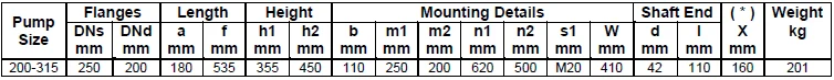 Габаритные размеры насоса Masdaf NM 200-315
