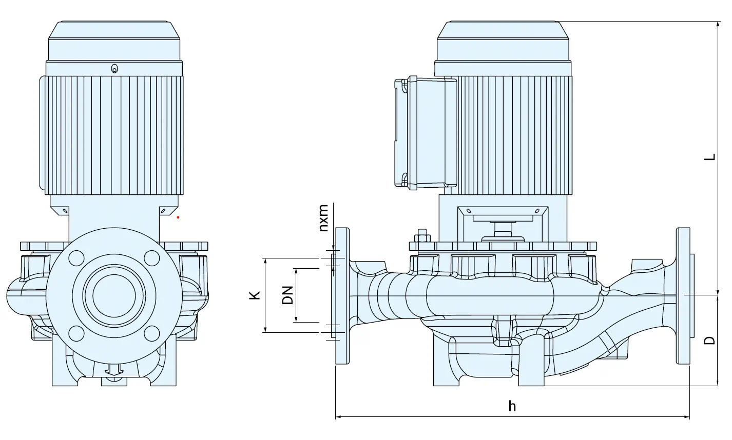 Габаритные размеры насоса Pumpiran Etaline 50-16/75 2