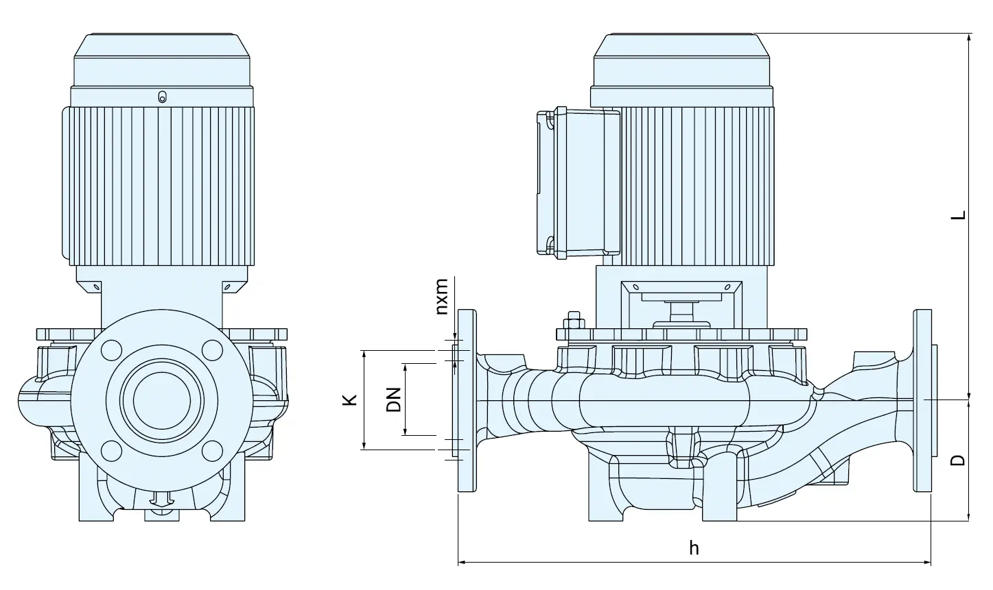 Габаритные размеры насоса Pumpiran Etaline 65-20/185 2